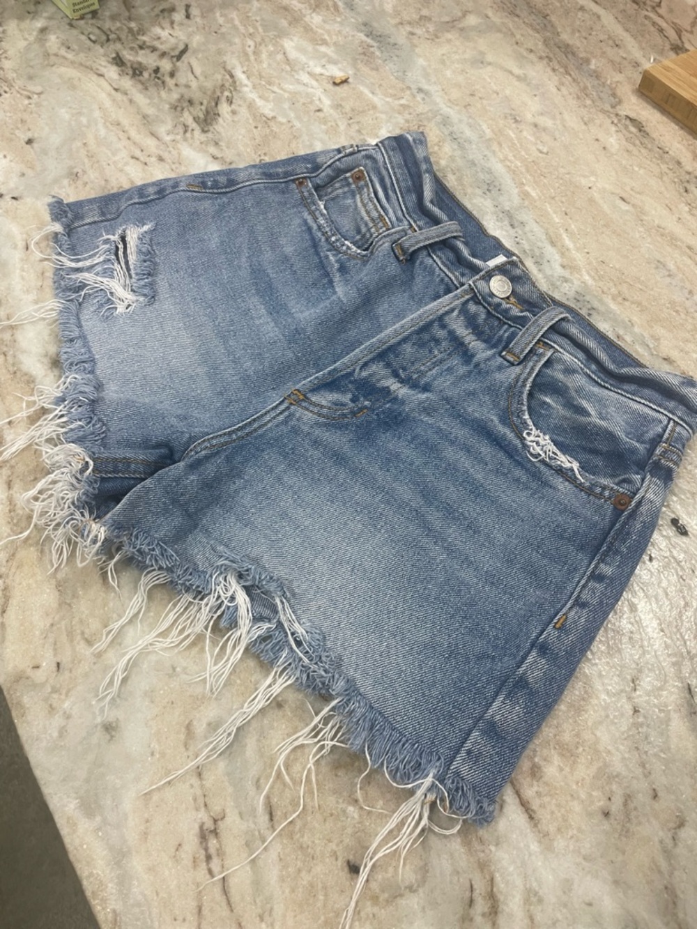 Cello Light Blue Frayed Denim Shorts